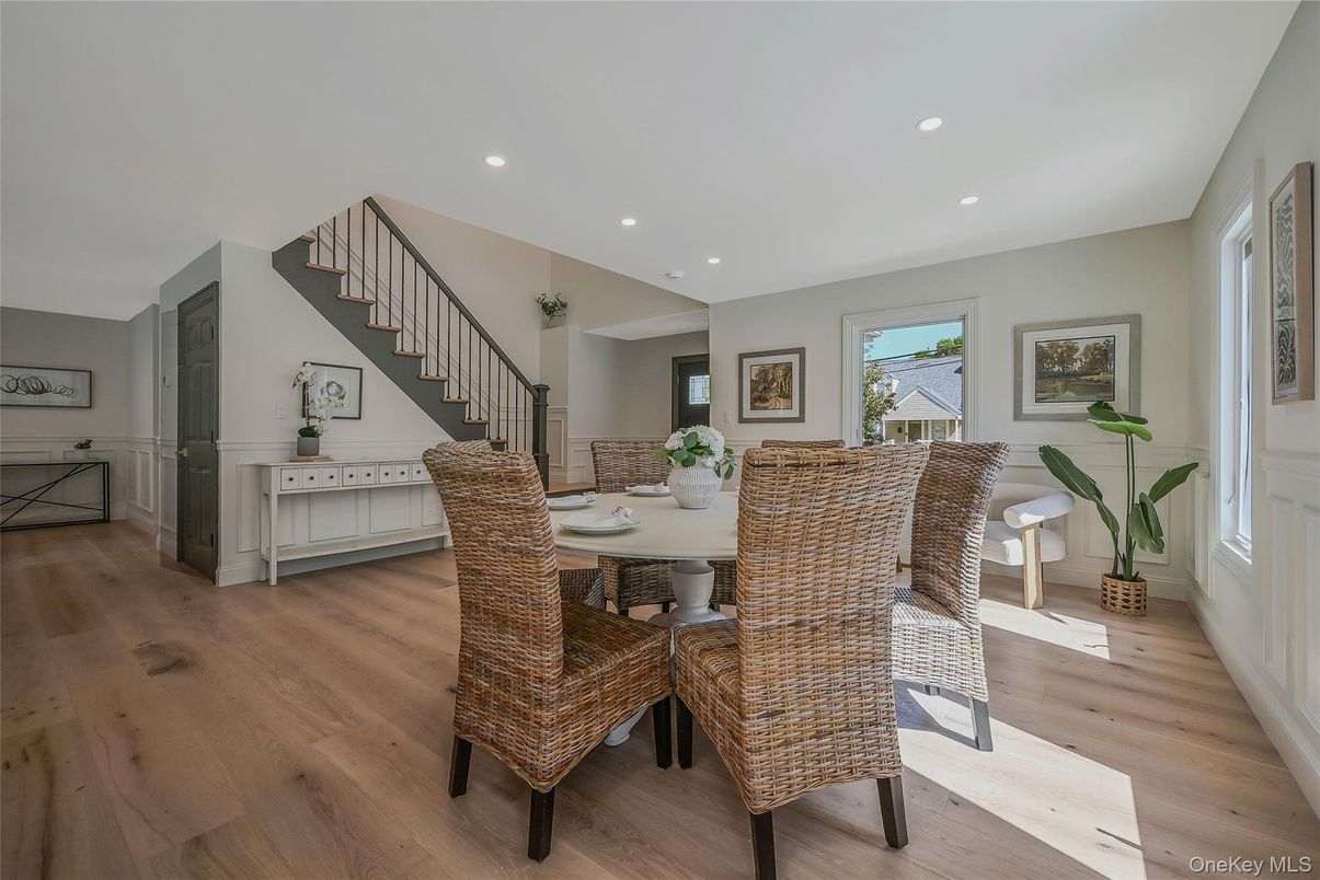 Dining room, Interior, Recessed Lighting, Wood Texture Flooring
