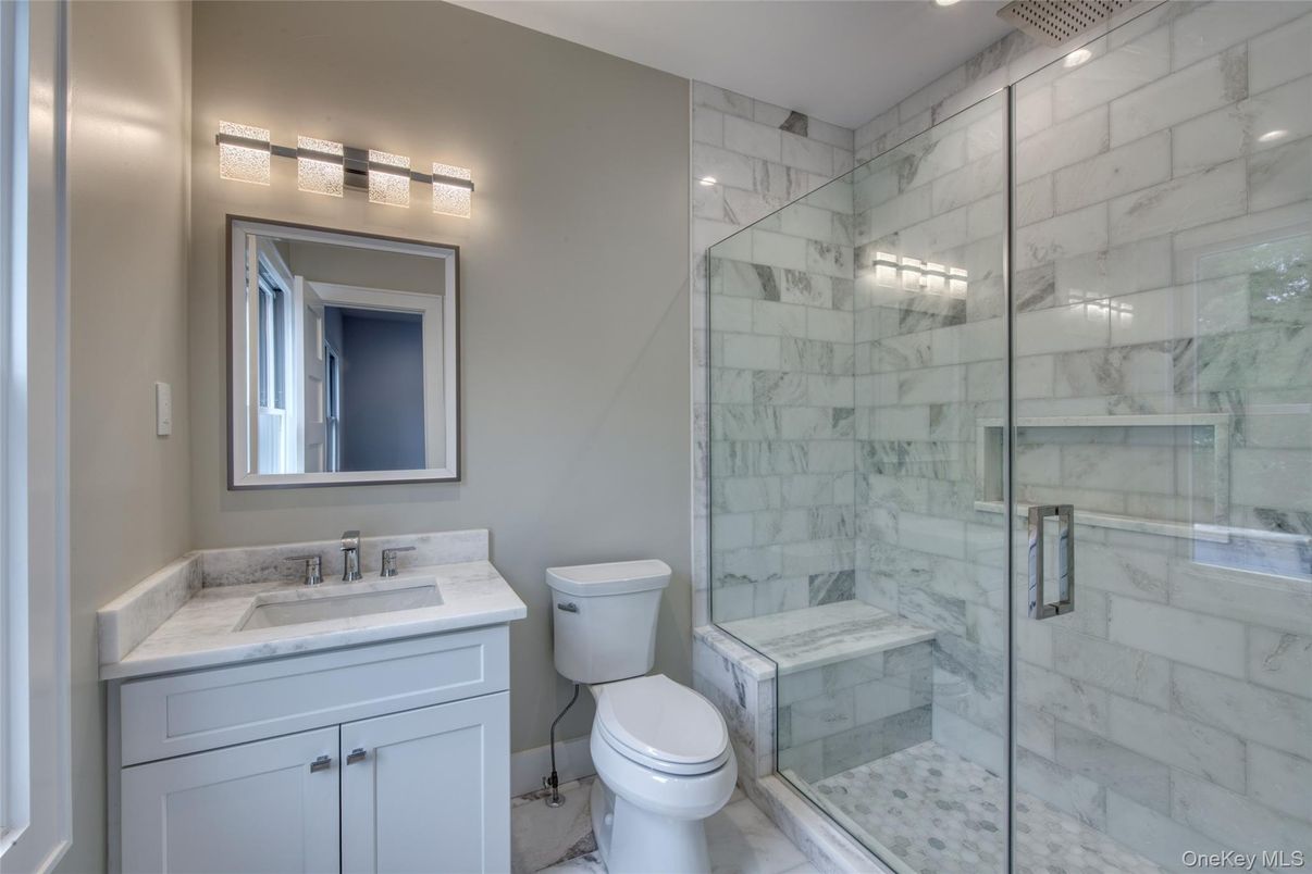 Bathroom, Glass Shower, Interior, Marble Walls