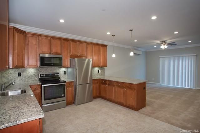 Interior, Kitchen, Pendant Lights, Recessed Lighting, Stainless Steel Appliances