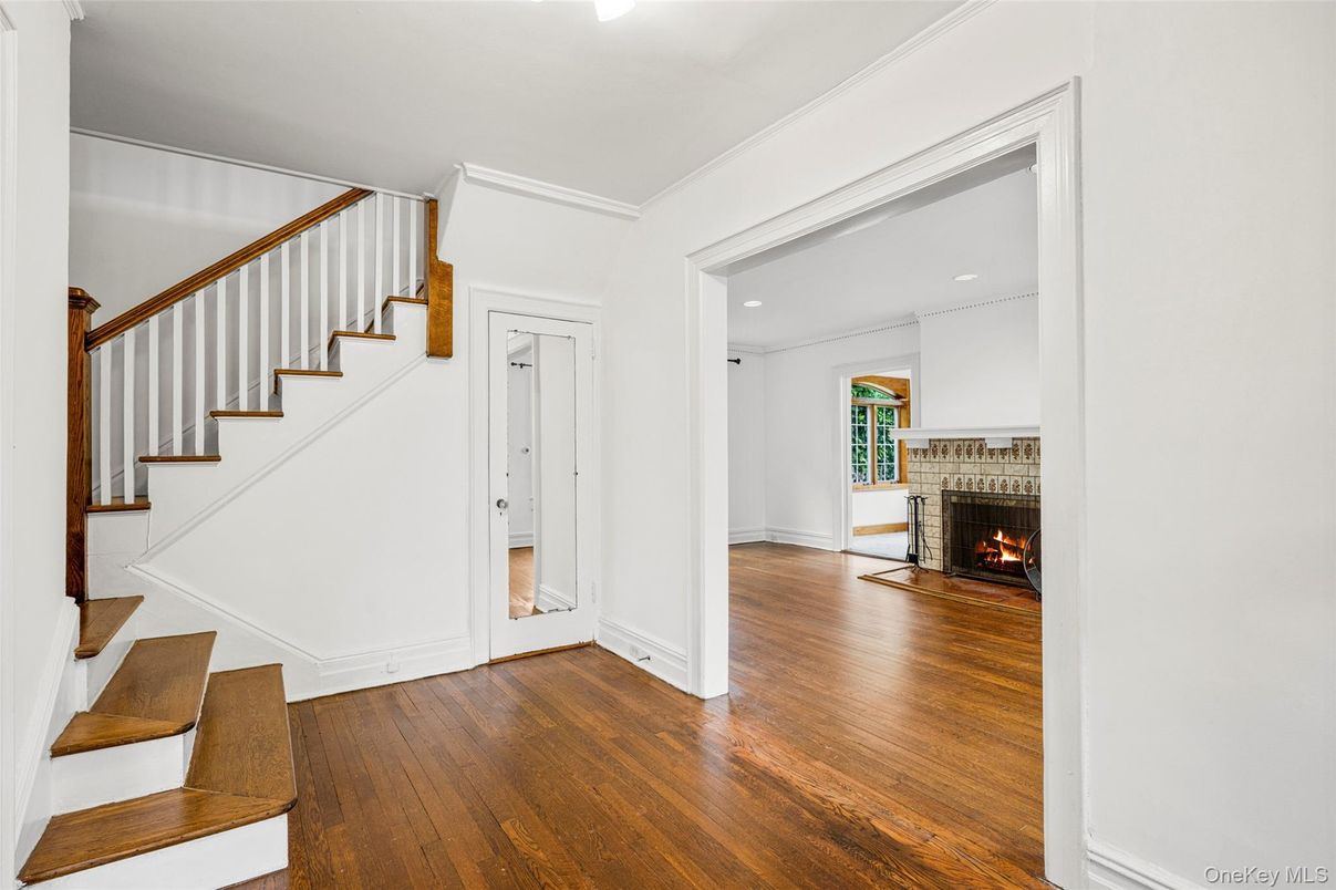 Fireplace, Interior, Recessed Lighting, Wood Texture Flooring
