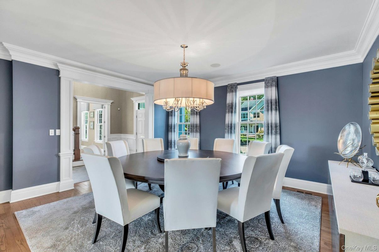 Chandelier, Dining room, Interior, Wood Texture Flooring