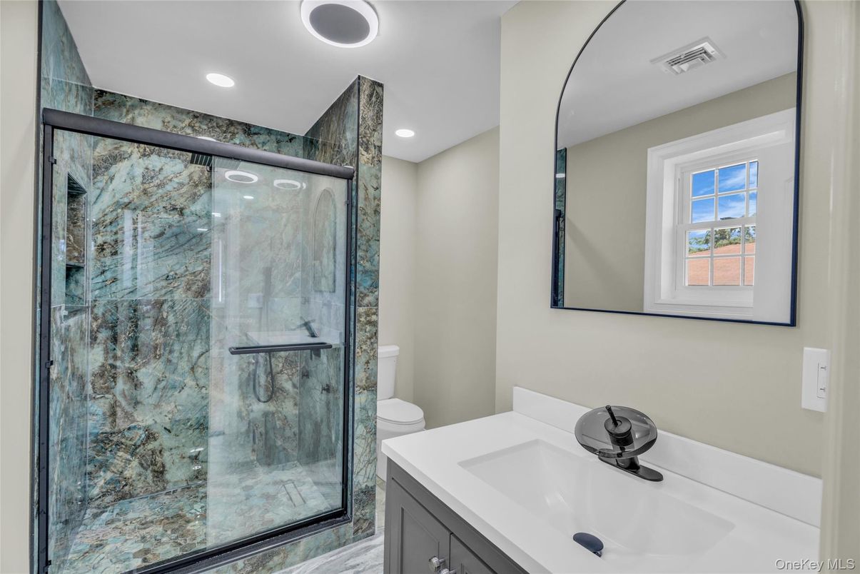 Bathroom, Glass Shower, Interior, Recessed Lighting