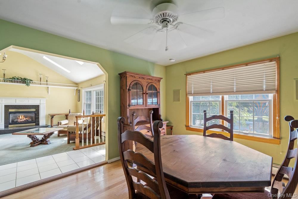 Dining room, Fireplace, Interior, Wood Texture Flooring