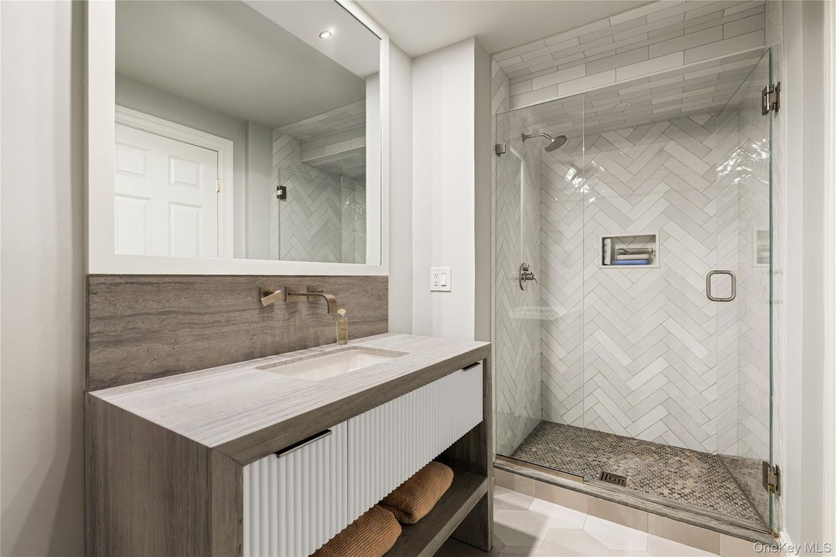 Bathroom, Glass Shower, Interior, Recessed Lighting
