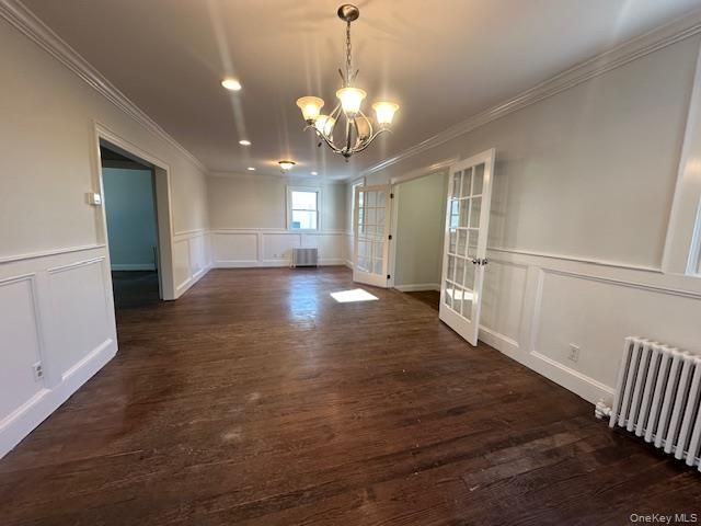 Chandelier, Empty room, Interior, Recessed Lighting, Wood Texture Flooring