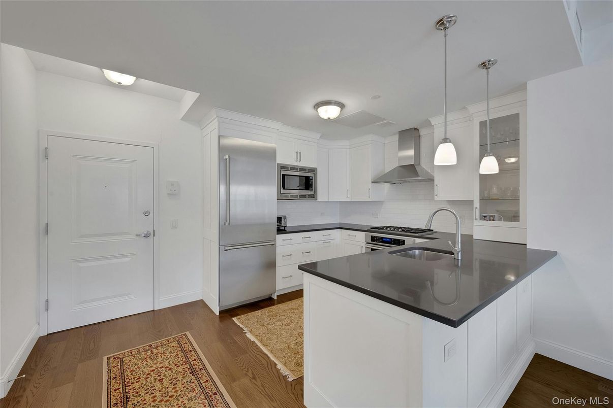 Interior, Kitchen, Pendant Lights, Stainless Steel Appliances, Wood Texture Flooring