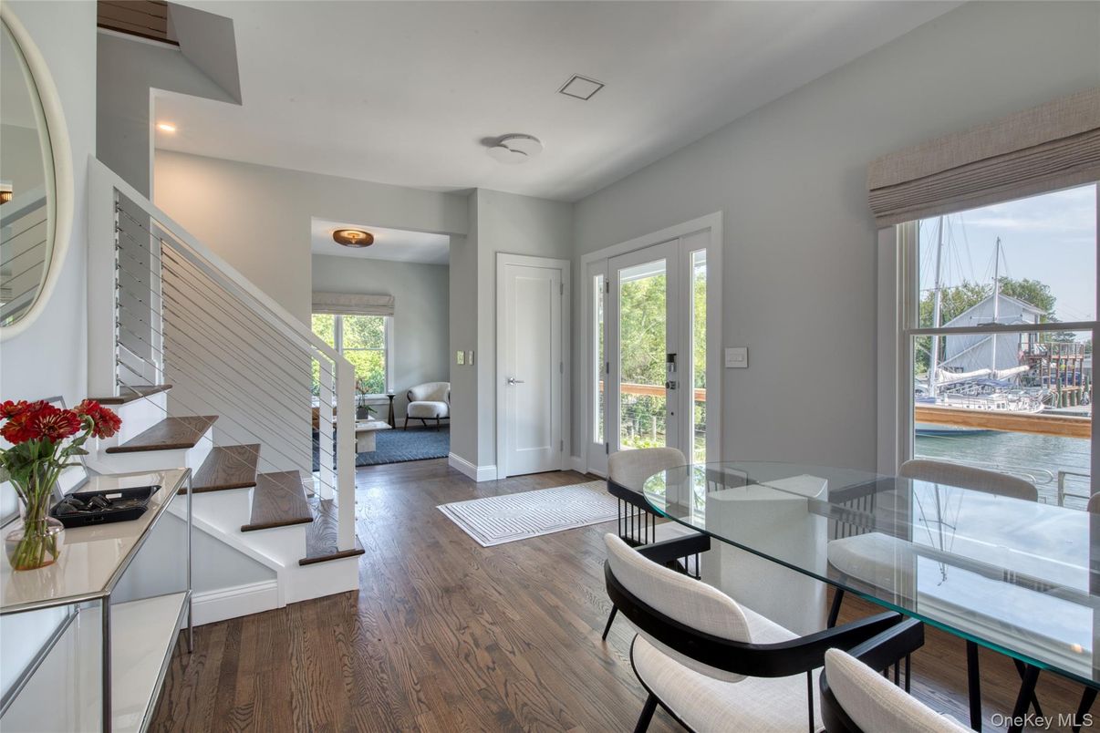 Dining room, Interior, Recessed Lighting, Wood Texture Flooring