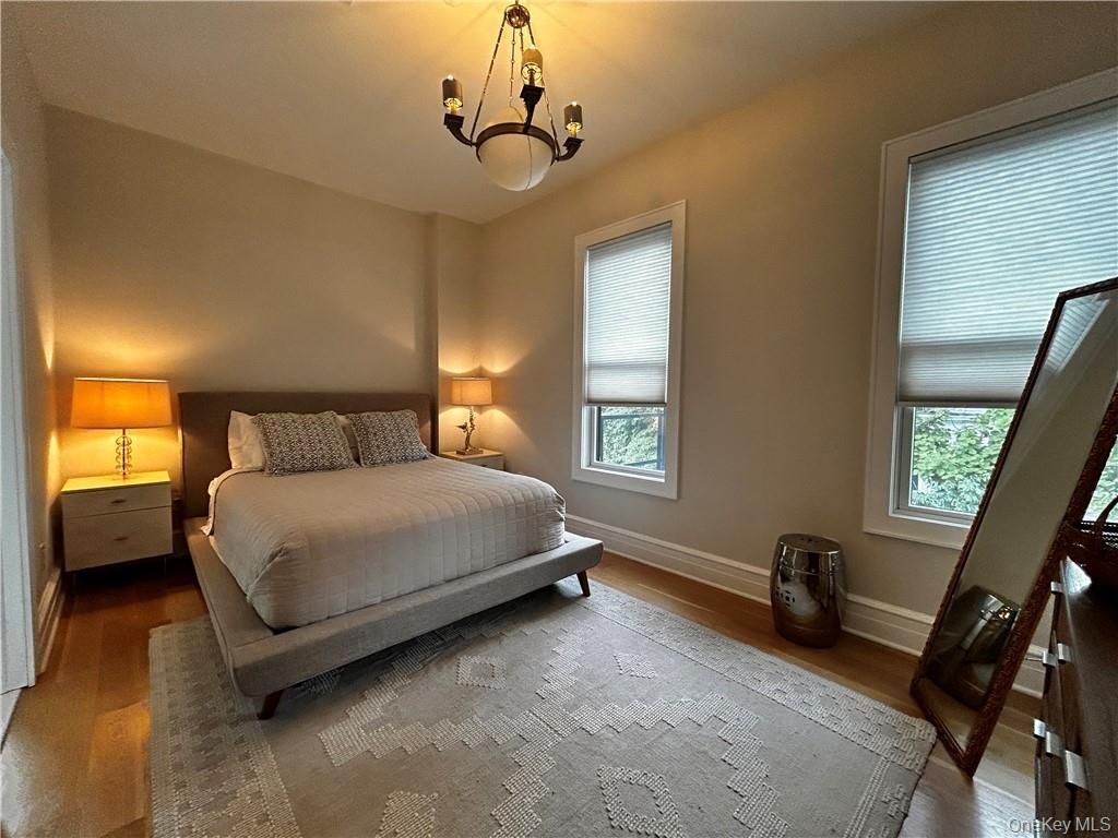 Bedroom, Chandelier, Interior, Pendant Lights, Wood Texture Flooring
