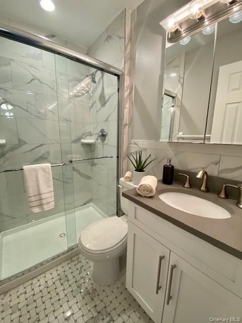 Bathroom, Glass Shower, Interior, Marble Walls, Recessed Lighting