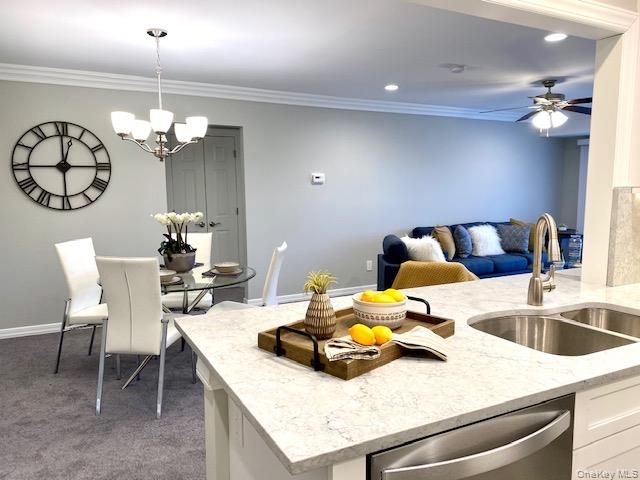 Chandelier, Dining room, Interior, Kitchen, Living room, Recessed Lighting