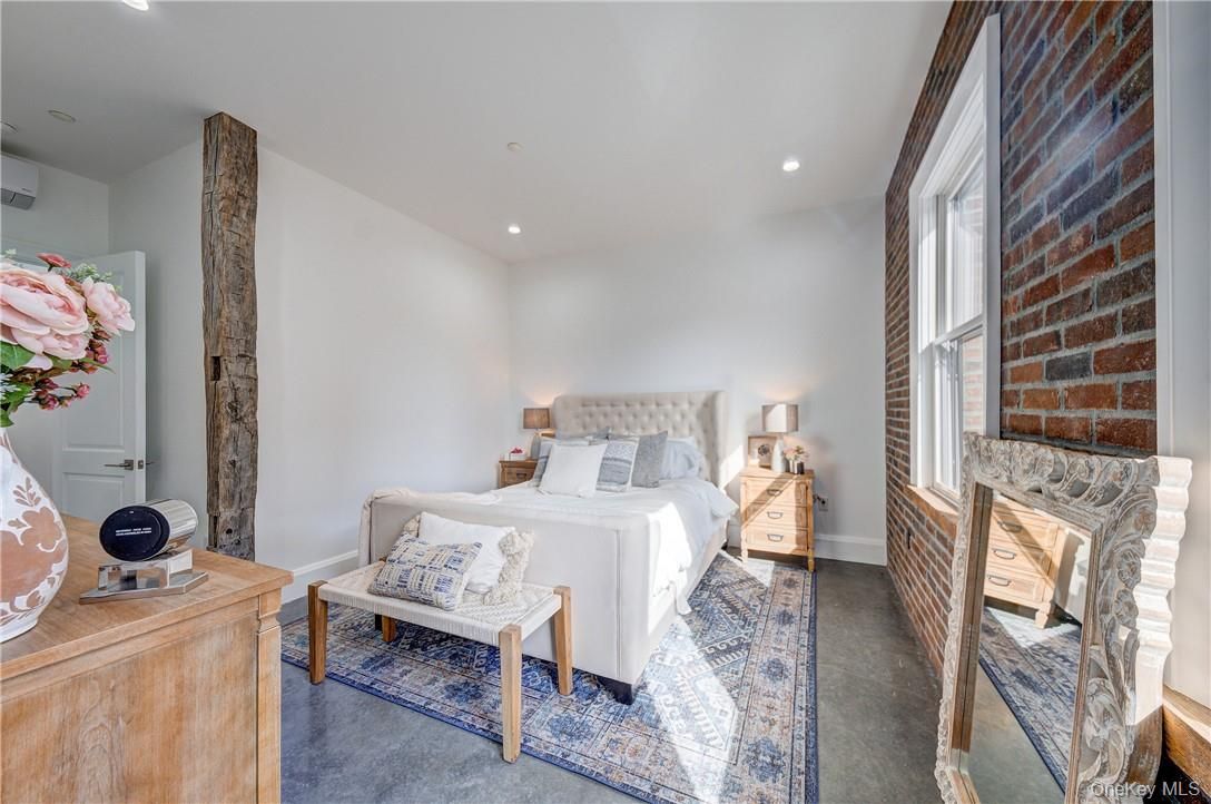 Bedroom, Interior, Recessed Lighting, Stone Walls