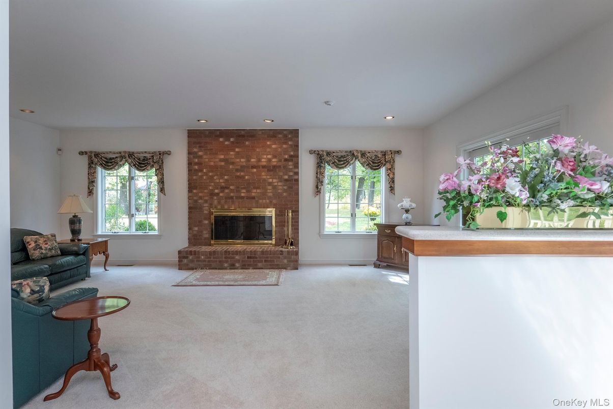 Fireplace, Interior, Recessed Lighting, Stone Walls