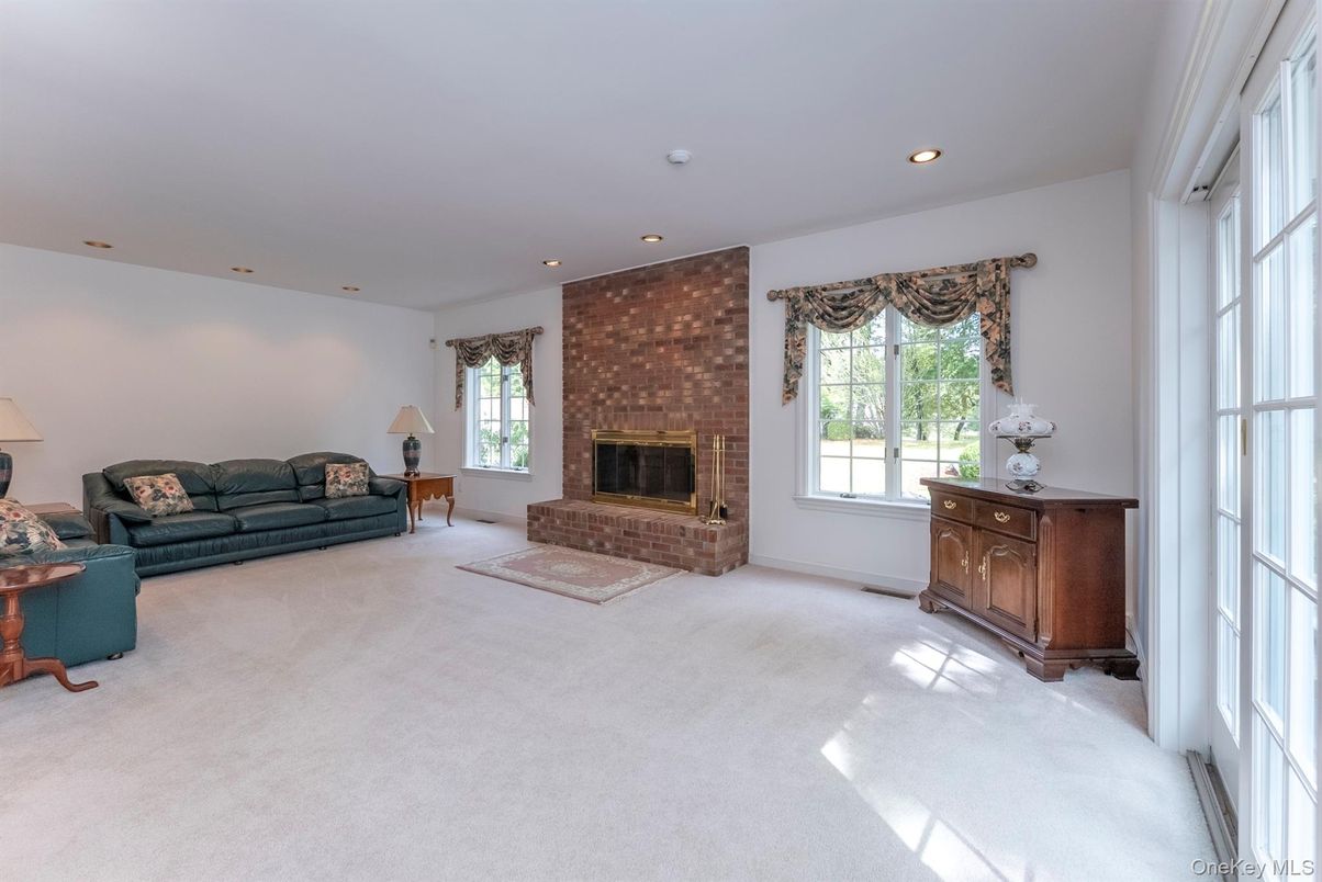 Fireplace, Interior, Living room, Recessed Lighting, Stone Walls