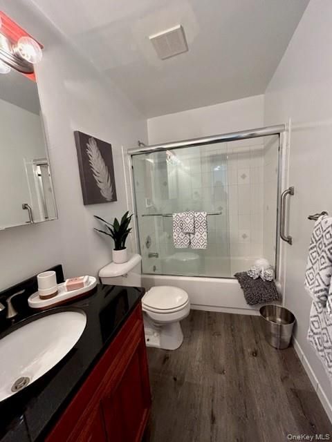 Bathroom, Glass Shower, Interior, Wood Texture Flooring