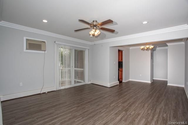 Chandelier, Empty room, Interior, Recessed Lighting, Wood Texture Flooring