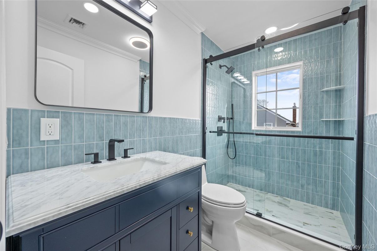 Bathroom, Glass Shower, Interior, Recessed Lighting