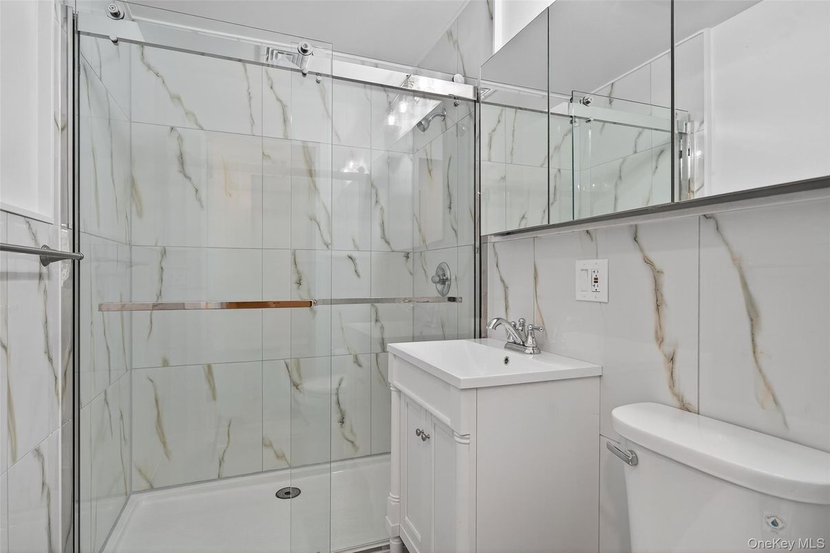 Bathroom, Glass Shower, Interior, Marble Walls