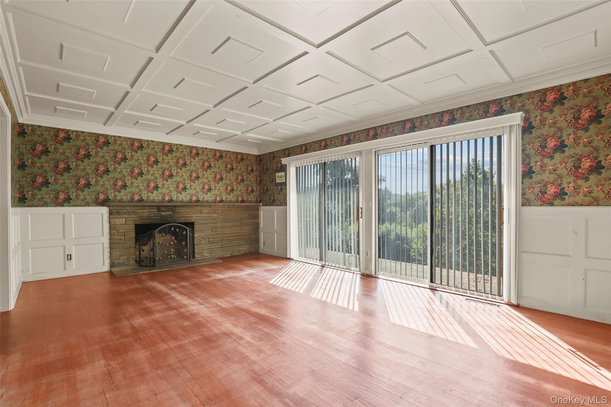 Empty room, Fireplace, Interior, Wood Texture Flooring