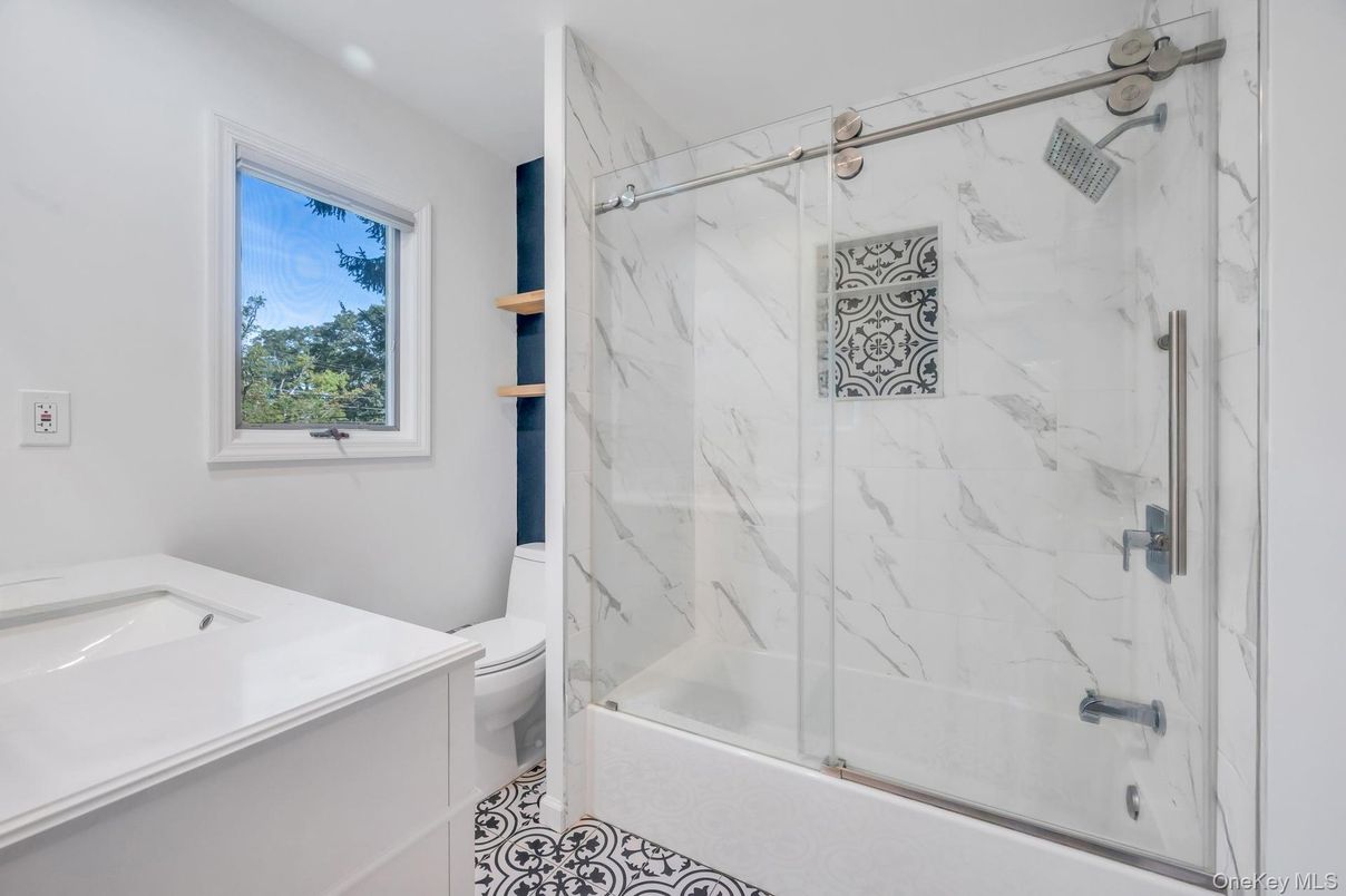 Bathroom, Glass Shower, Interior, Marble Walls