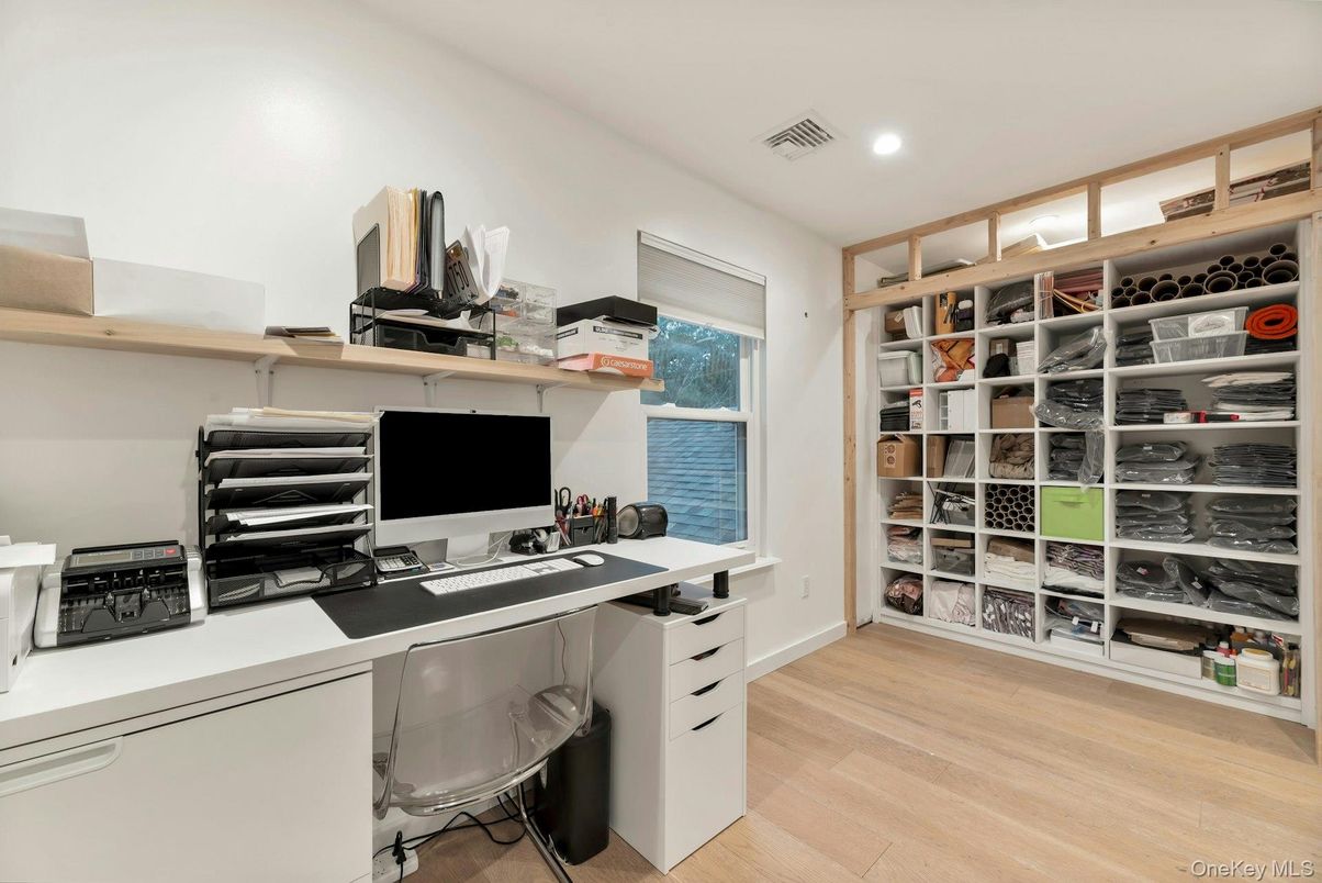 Home Office, Interior, Recessed Lighting, Wood Texture Flooring