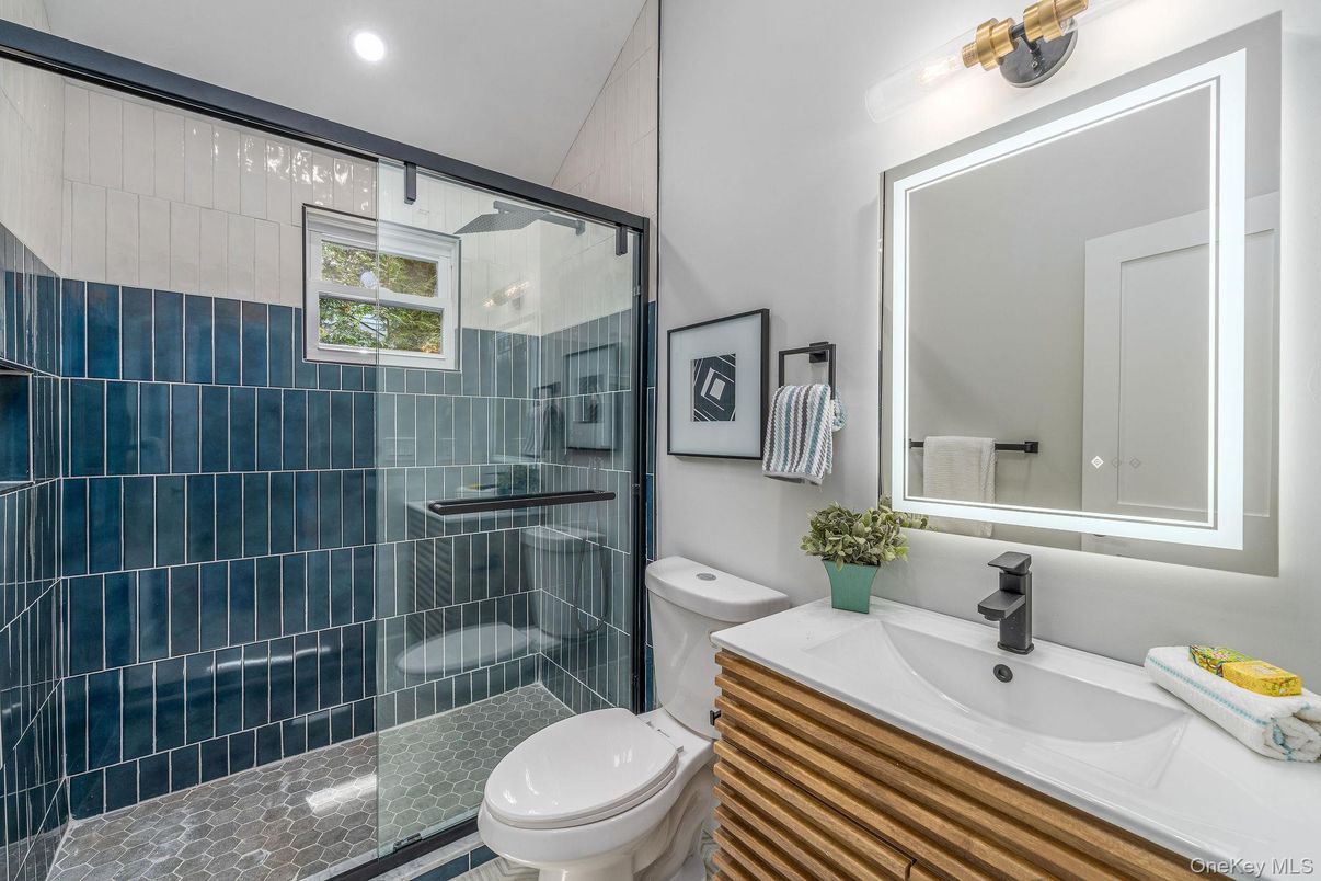 Bathroom, Glass Shower, Interior, Recessed Lighting