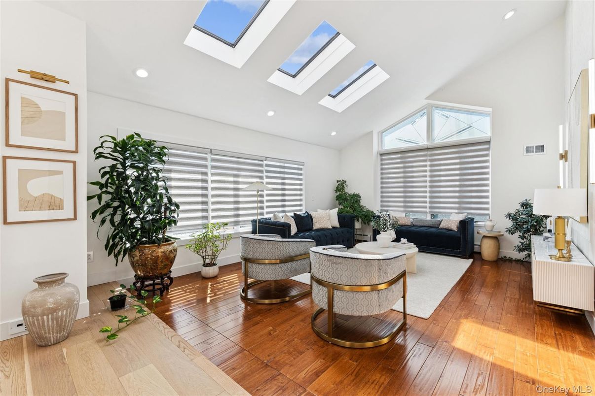 Glass Ceilings, Interior, Living room, Recessed Lighting, Wood Texture Flooring