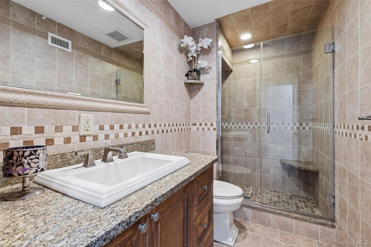 Bathroom, Glass Shower, Interior, Recessed Lighting