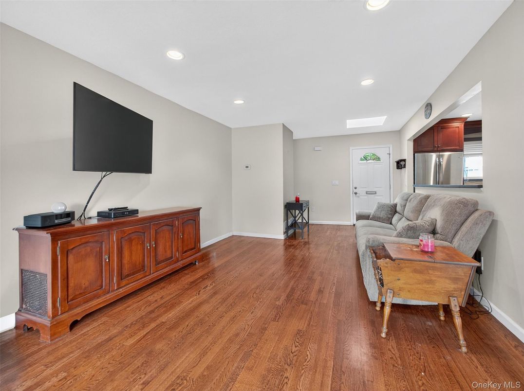 Interior, Kitchen, Living room, Recessed Lighting, Stainless Steel Appliances, Wood Texture Flooring