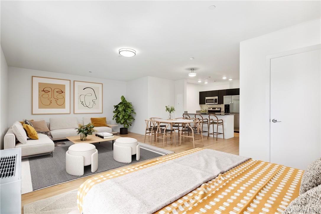 Dining room, Interior, Kitchen, Living room, Recessed Lighting, Wood Texture Flooring