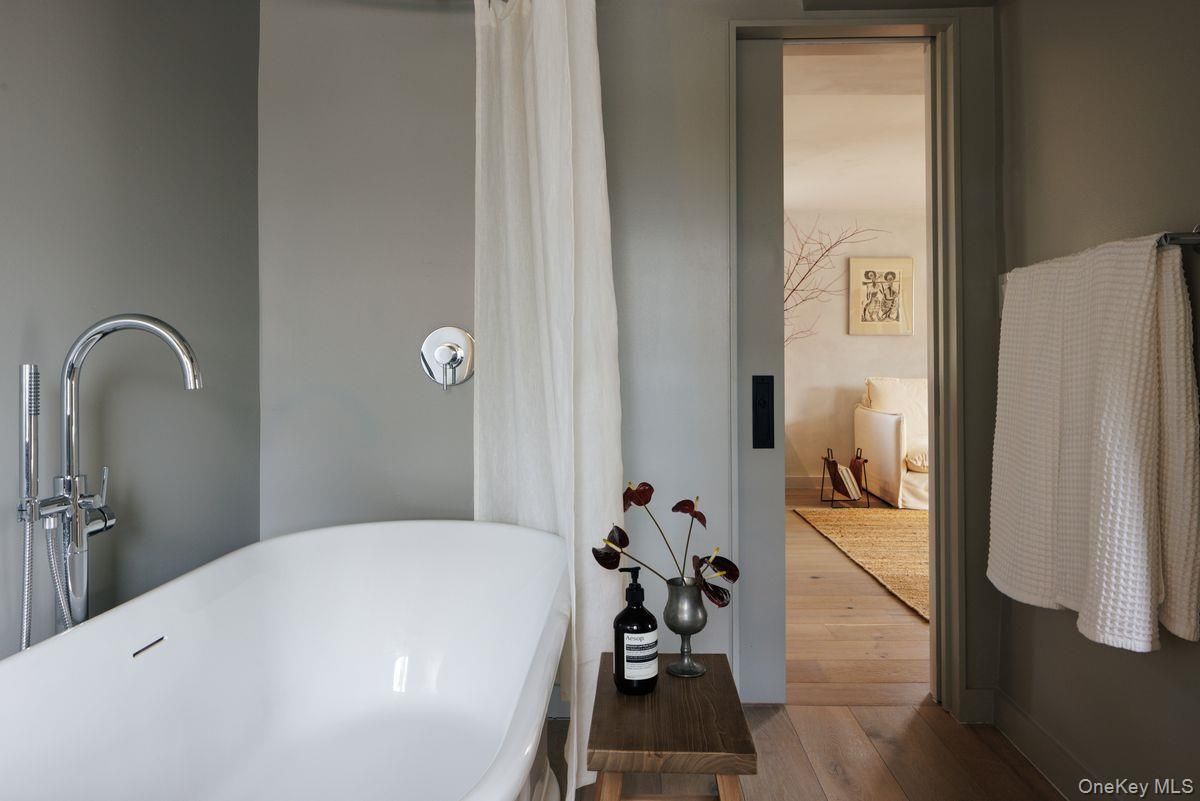 Bathroom, Free Standing Baths, Interior, Wood Texture Flooring