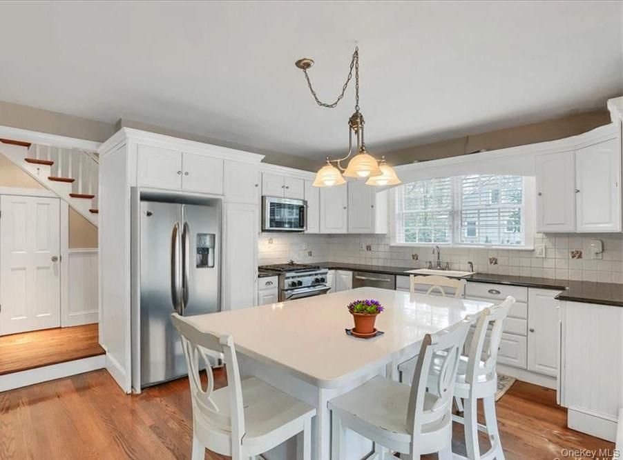 Interior, Kitchen, Pendant Lights, Stainless Steel Appliances, Wood Texture Flooring