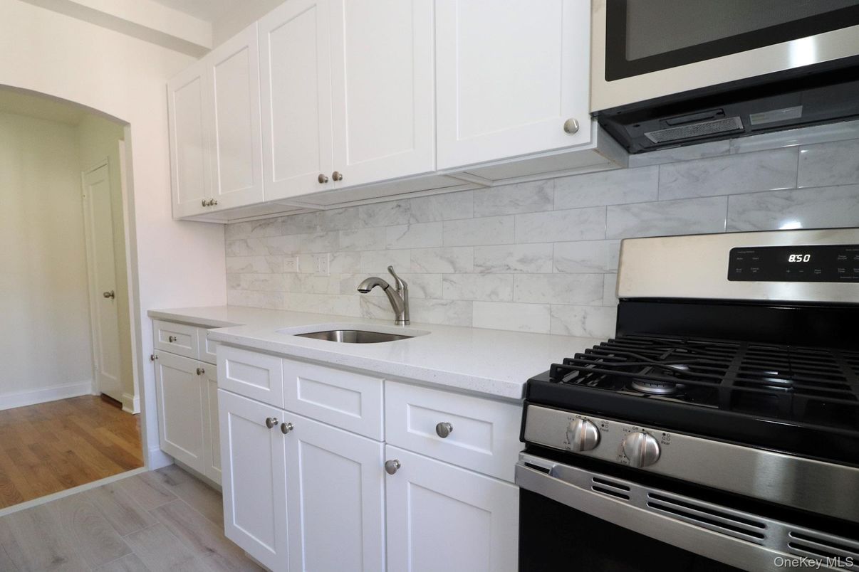 Interior, Kitchen, Marble Walls, Wood Texture Flooring