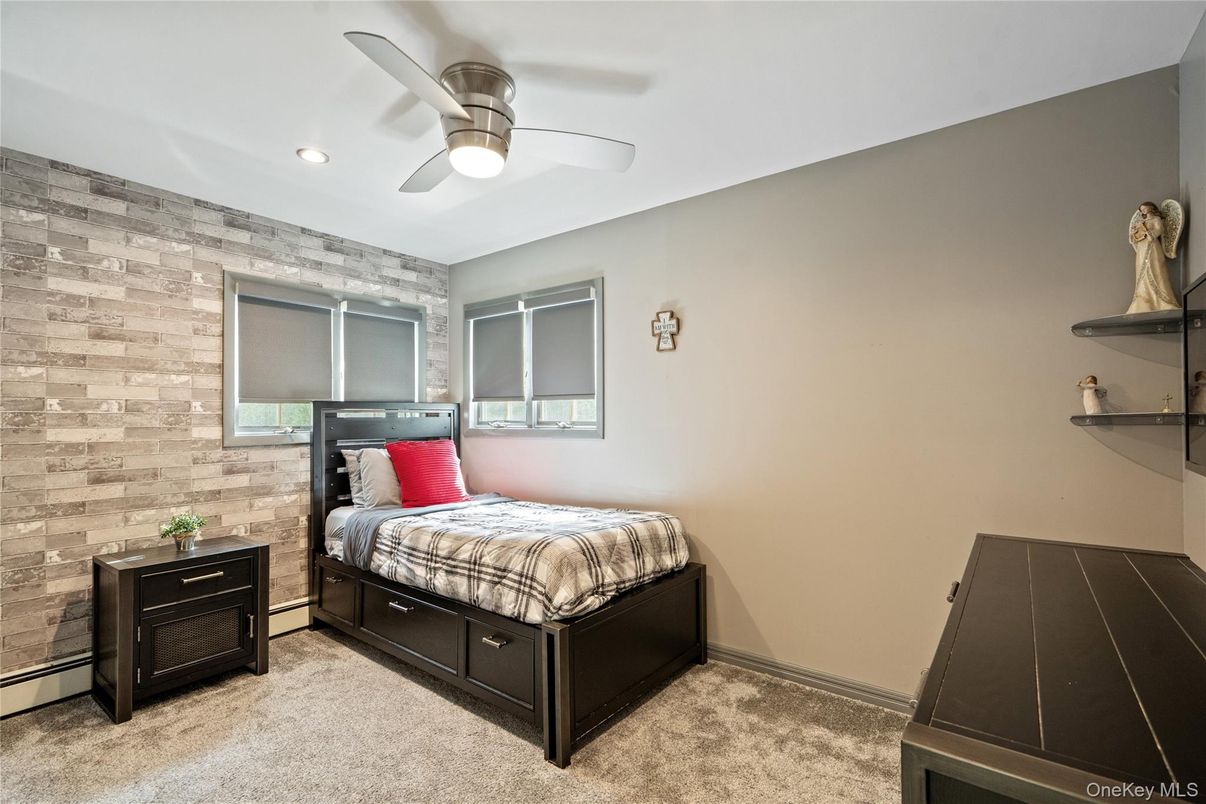 Bedroom, Interior, Recessed Lighting, Stone Walls