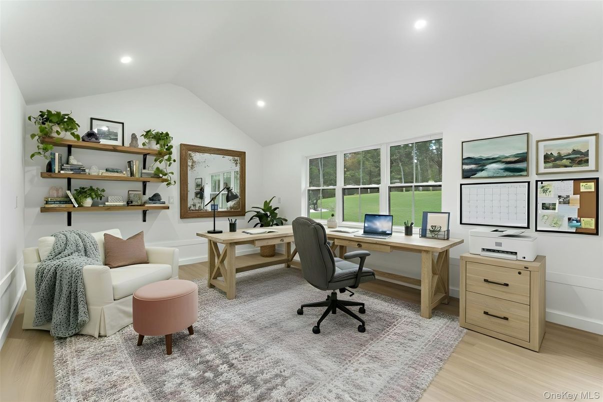 Home Office, Interior, Recessed Lighting, Wood Texture Flooring