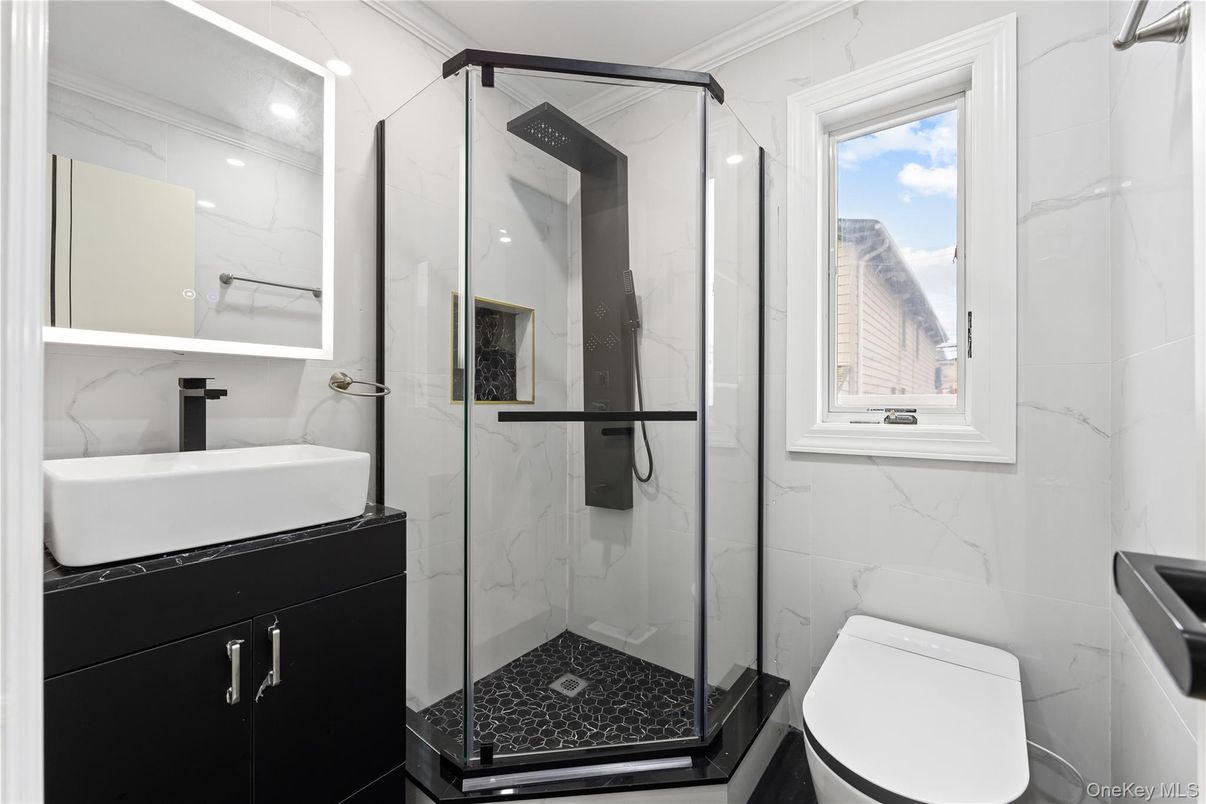 Bathroom, Glass Shower, Interior, Marble Walls