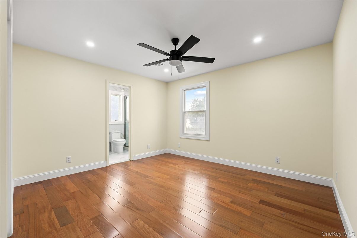 Bathroom, Empty room, Interior, Recessed Lighting, Wood Texture Flooring