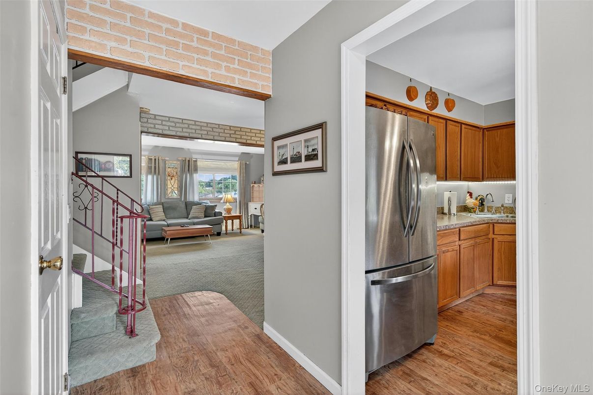 Interior, Kitchen, Living room, Stainless Steel Appliances, Wood Texture Flooring