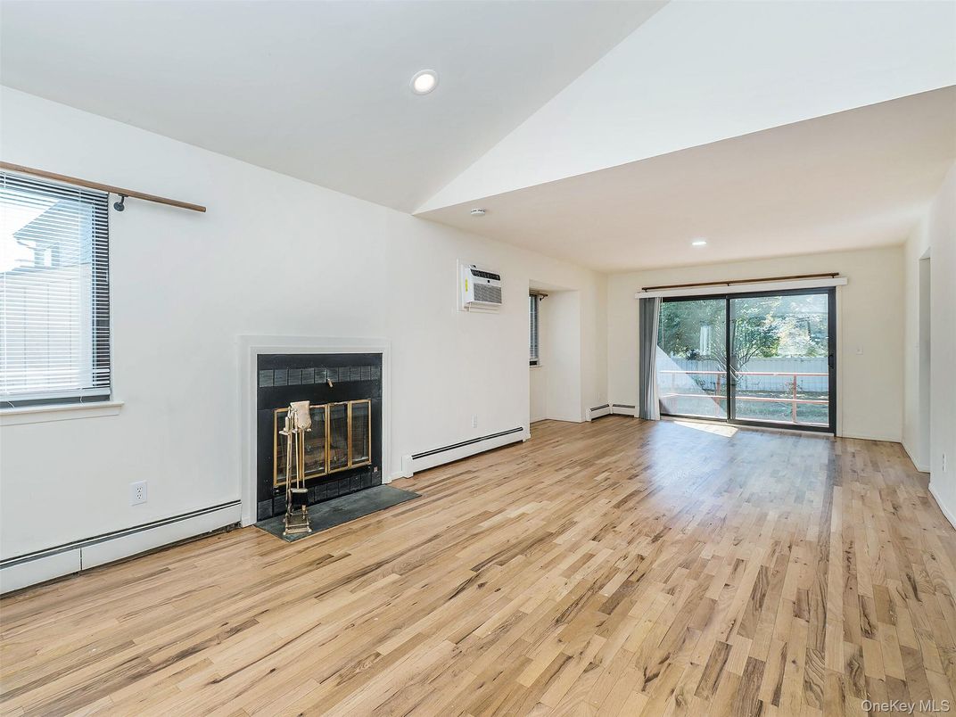 Empty room, Fireplace, Interior, Recessed Lighting, Wood Texture Flooring