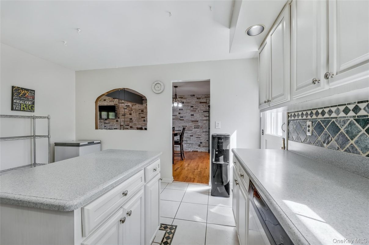 Interior, Kitchen, Stone Walls, Wood Texture Flooring