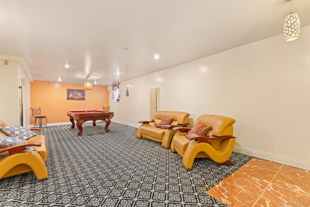 Billiard Table, Game Room, Interior, Pendant Lights, Recessed Lighting