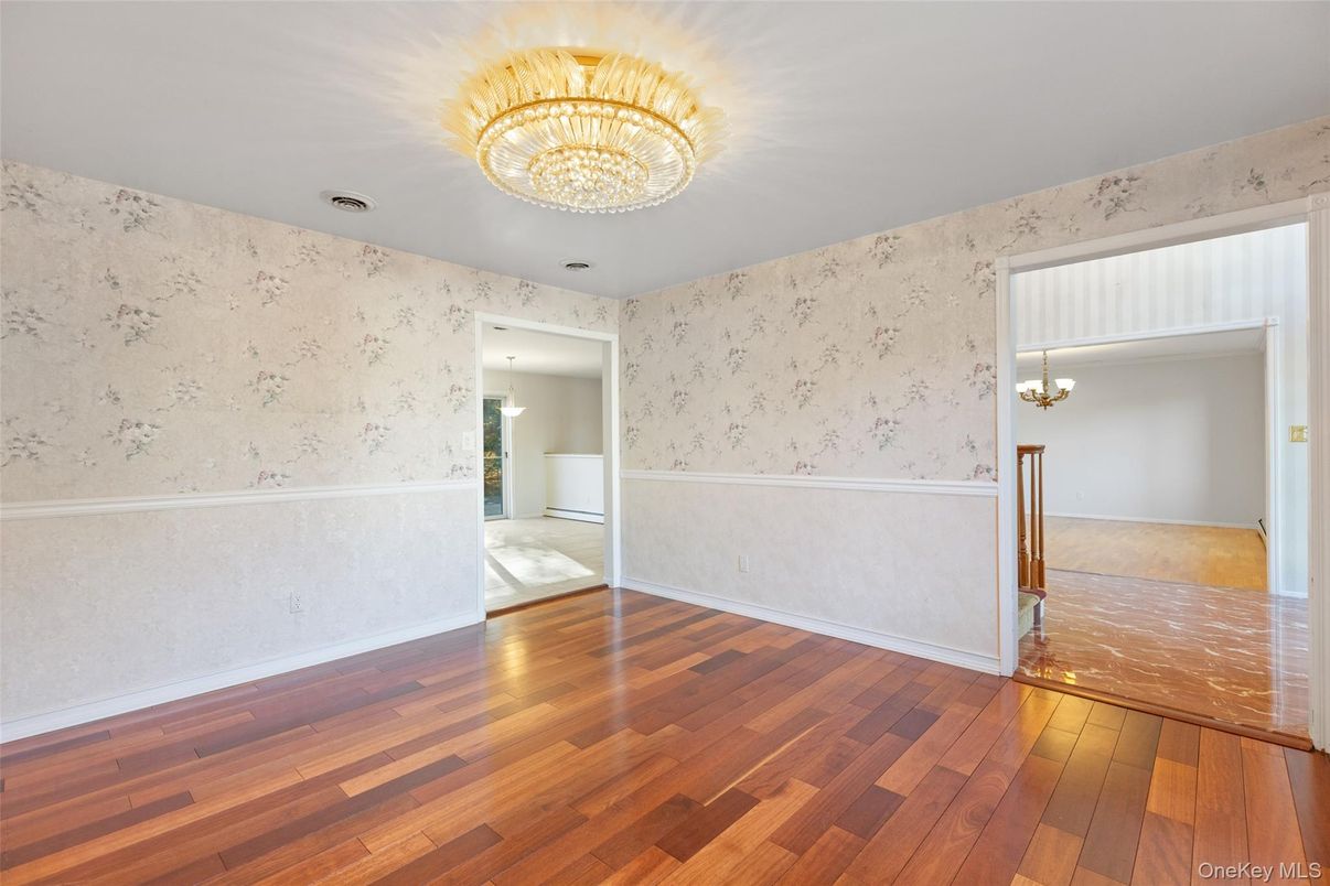 Chandelier, Empty room, Interior, Wood Texture Flooring