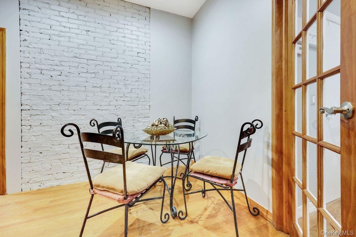 Dining room, Interior, Stone Walls, Wood Texture Flooring