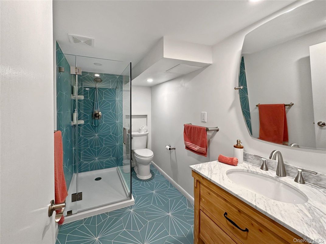 Bathroom, Glass Shower, Interior, Recessed Lighting