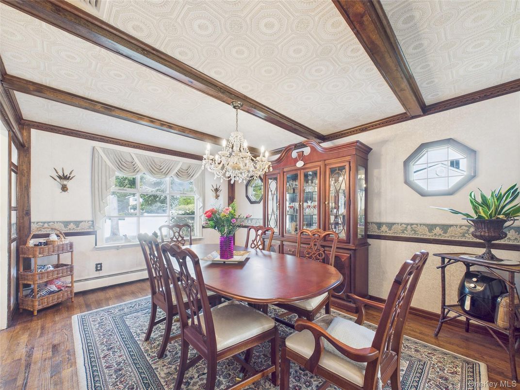 Chandelier, Dining room, Interior, Wood Texture Flooring