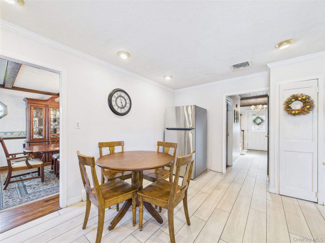 Dining room, Interior, Recessed Lighting, Wood Texture Flooring