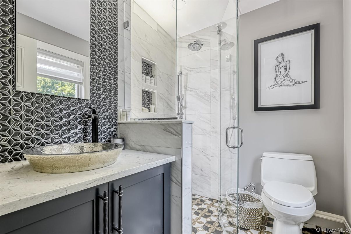 Bathroom, Glass Shower, Interior, Marble Walls