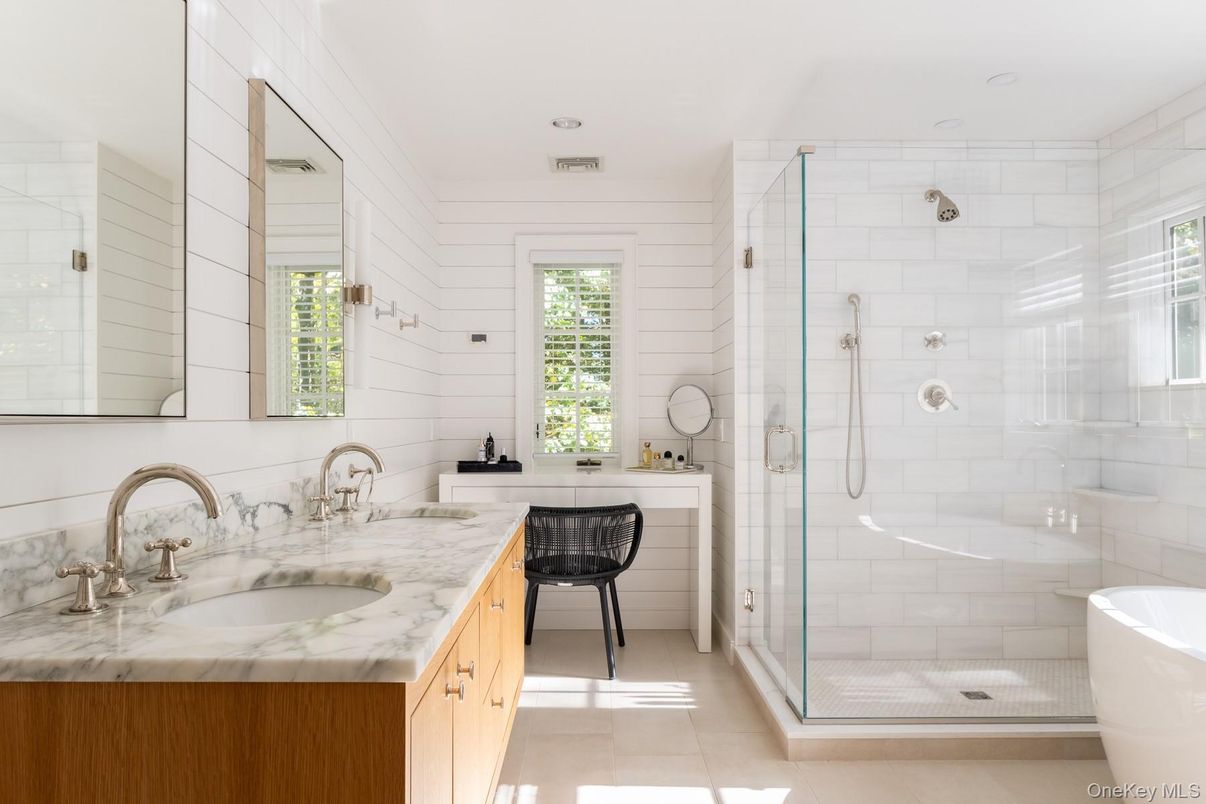 Bathroom, Dual Sink Vanities, Free Standing Baths, Glass Shower, Interior, Recessed Lighting