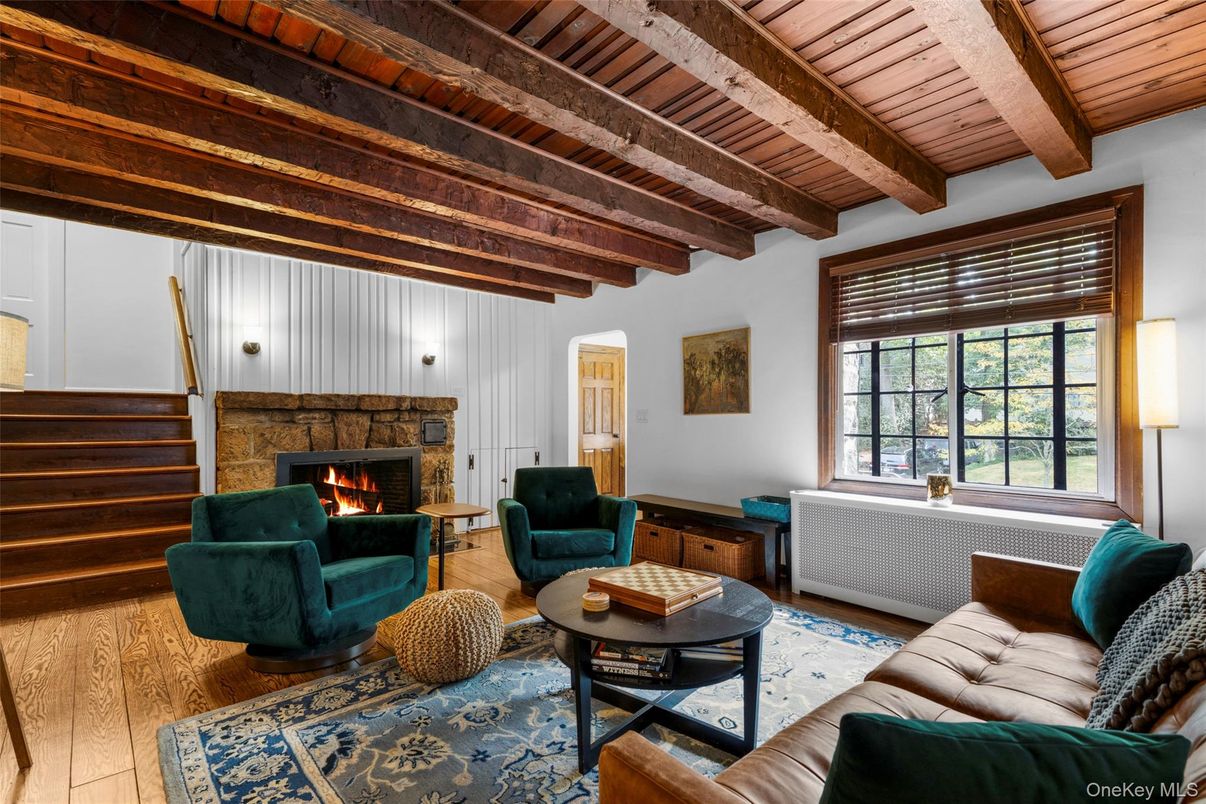 Fireplace, Interior, Living room, Wooden Beams, Wooden Ceilings, Wood Texture Flooring