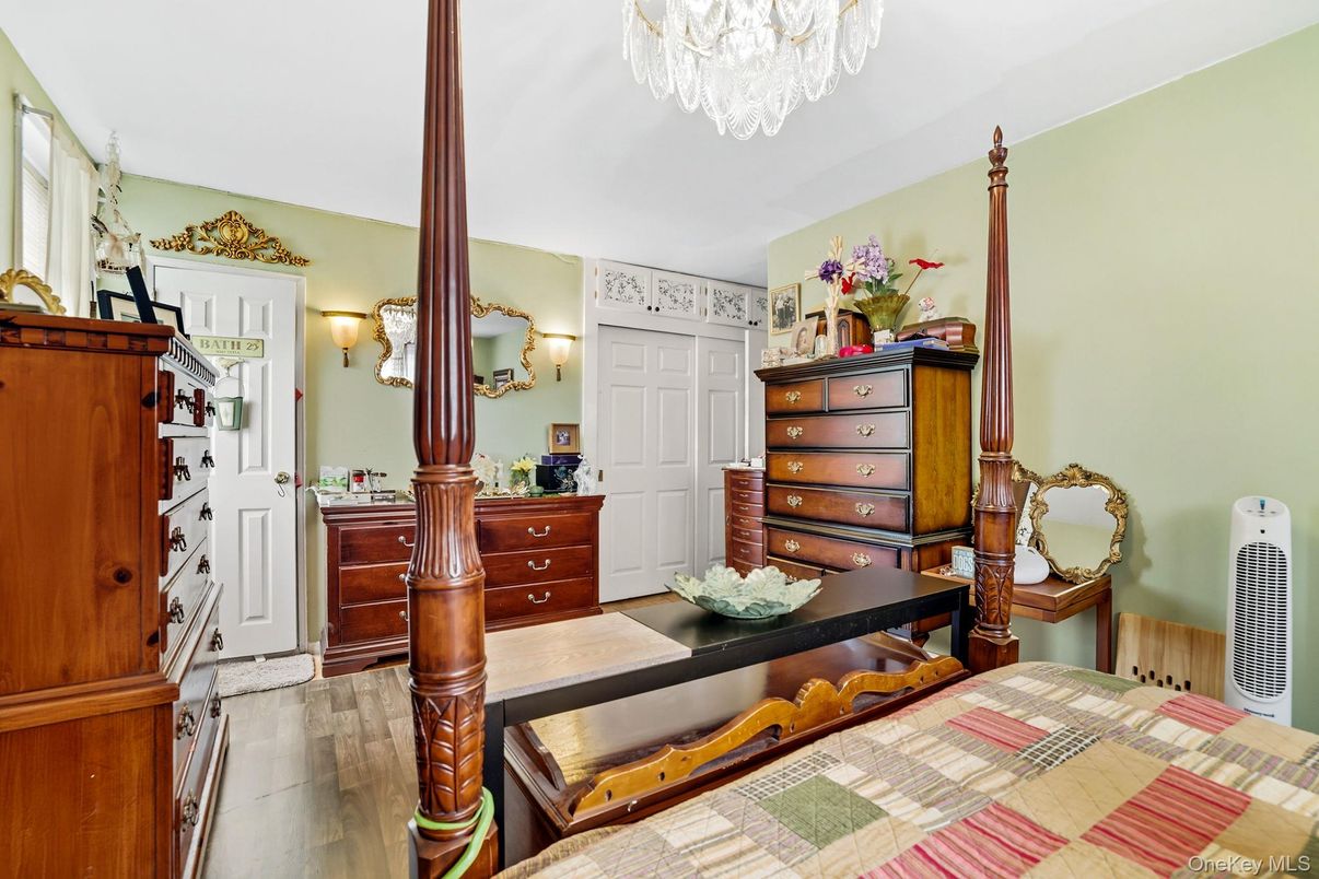 Bedroom, Chandelier, Interior, Wood Texture Flooring