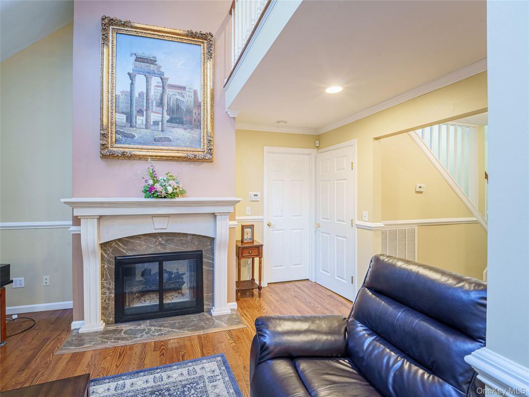 Fireplace, Interior, Recessed Lighting, Wood Texture Flooring